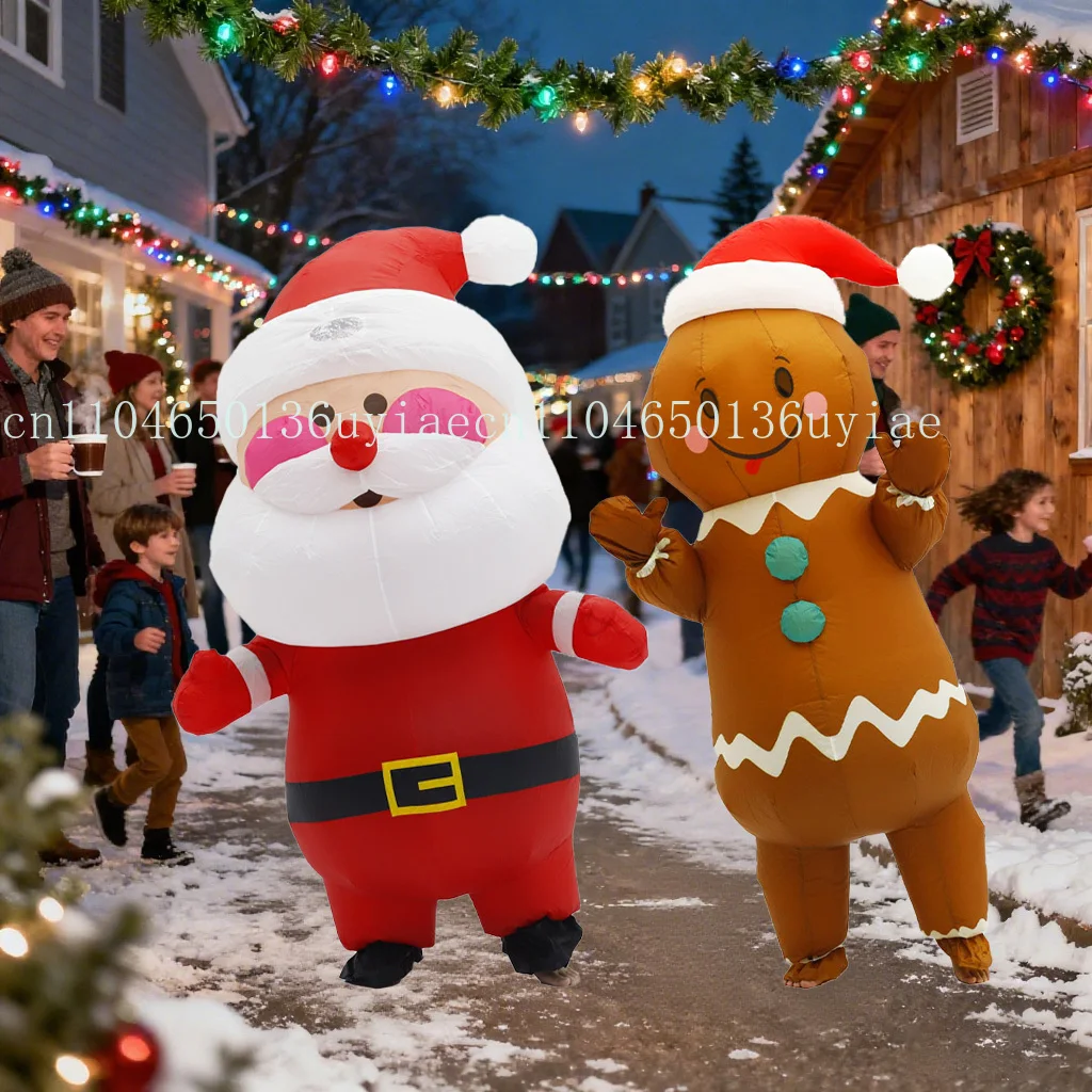 

Christmas Funny Inflatable Costumes Gingerbread Man Santa Claus Elf Snowman Tree Penguin Adult Kid Halloween Carnival Party