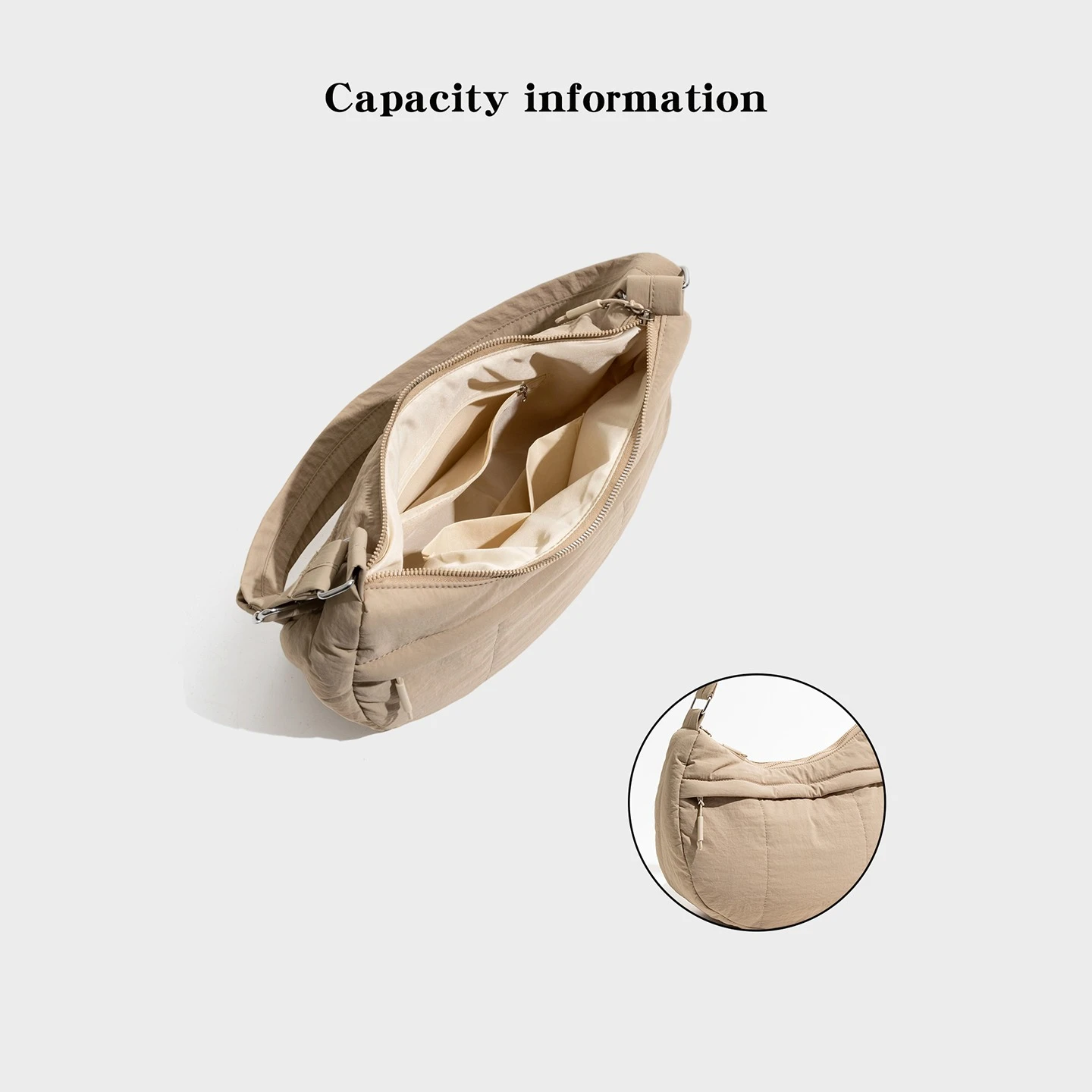 Picture 6: MABULA Nylon Simple Casual Large Capacity Crossbody Bag Commute Multi-functional Women's Bag Lightweight Solid Color Hobos Bag