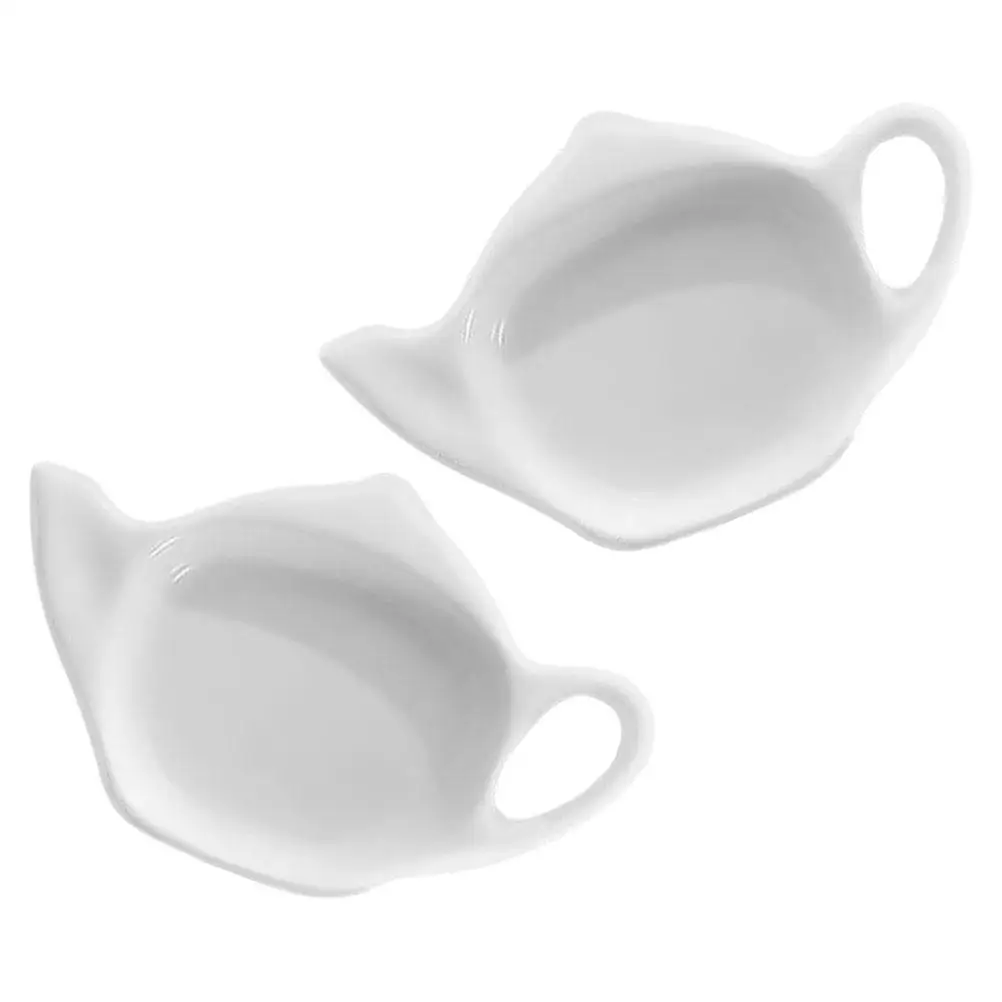 

2 Pcs Tea Bag Saucer Organizers Teapot For Cabinet Container Tray Ceramic Household Dish Snack Bowl