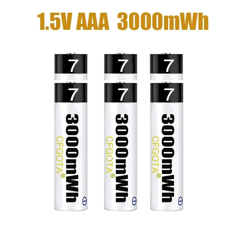 High Capacity AAA 1.5V Li-ion Battery Rechargeable Battery 3000mWh for Remote Control Mouse Small Fan Electric Toy