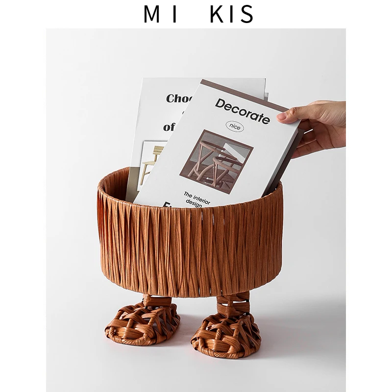 

Retro rattan storage basket, desktop storage basket, living room toy Japanese storage basket