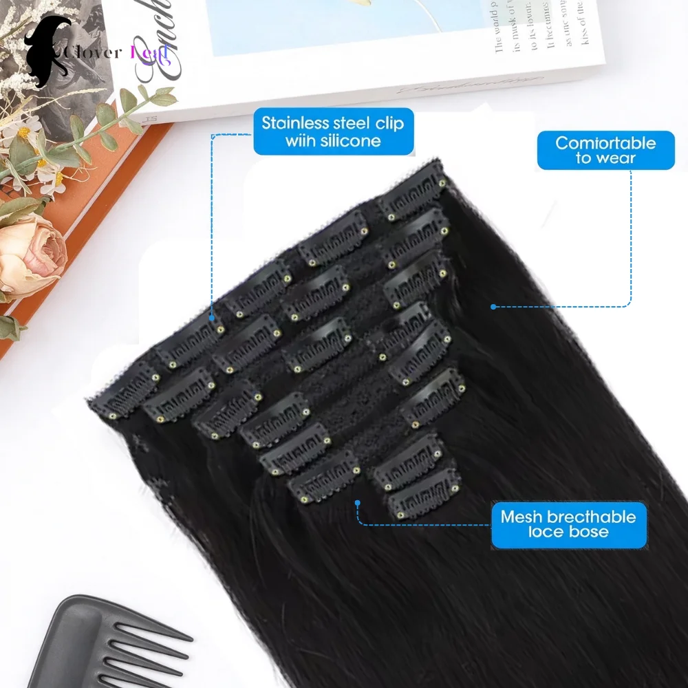 Seamless Clip In Hair Extensions Human Hair - Накладные пряди для волос, изготовленные из
