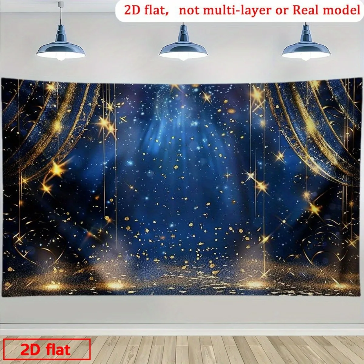 Deep Space Galaxy Tapestry Wall Hanging Decoration Blue Gold Starry Night Cosmic Glitter Luxury Home Party Backdrop