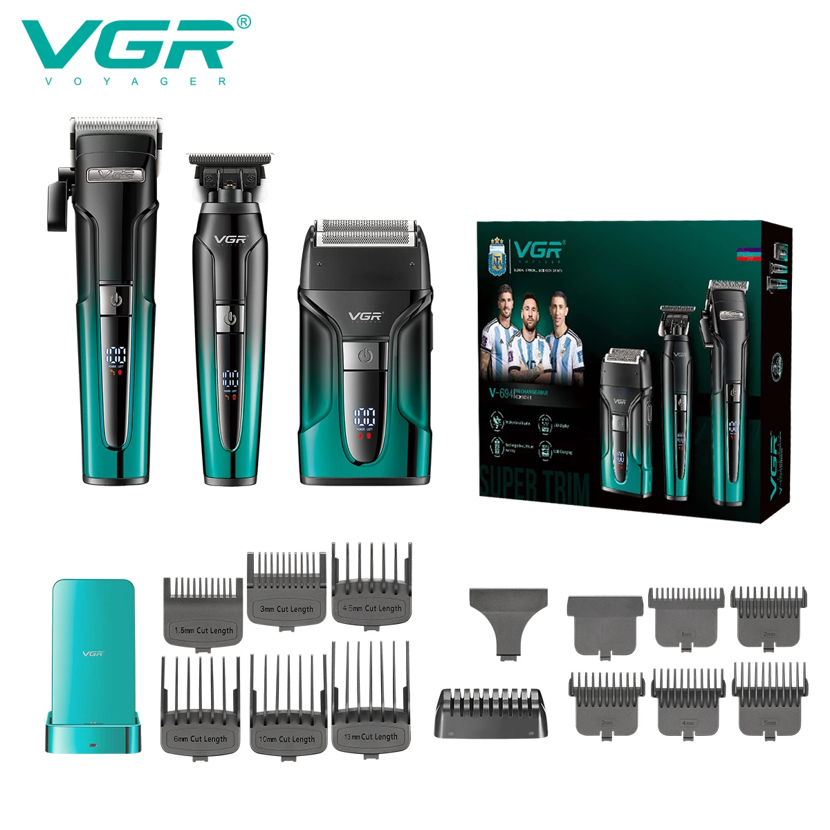 VGR Hair Trimmer Professional Shaver Razors Electric Beard Trimmer DC Motor Clippers Barber Haircut Hair Trimmer for Men V-694