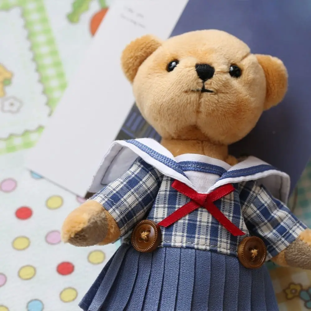 Ropa bonita para muñeca con lazo, vestido bonito de algodón para muñeca, minifalda para muñeca a cuadros exquisita, vestido para muñeca