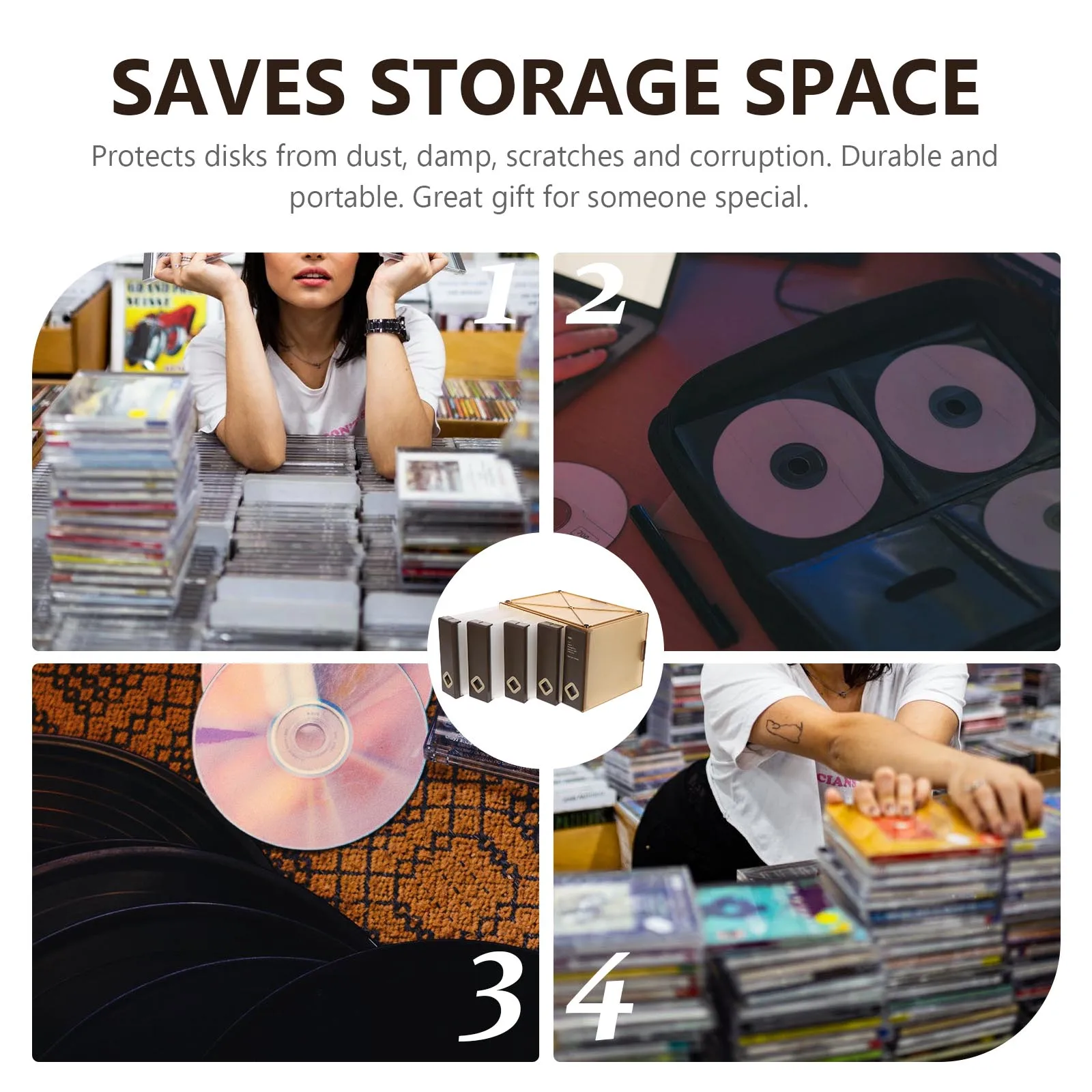 

Large Capacity Cd Storage Box Holder For Dvds Liner Notes Space Saving Portable Dustproof Scratch Resistant