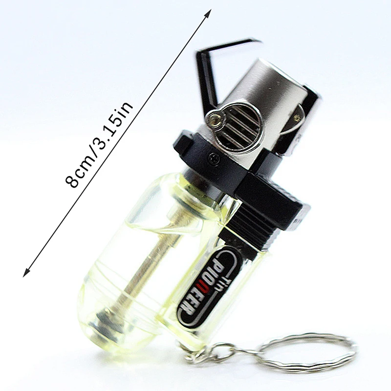 1Pc Windproof Jet Flame Butane Gas Refillable Lighter No Gas BBQ Flame Ignition Tools With Keychain For Easy Portability