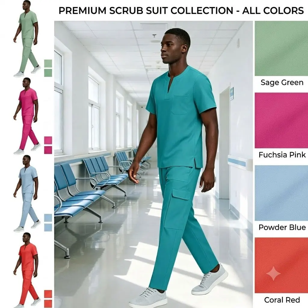 Men s Simple Small Open Collar  Workwear Set Drawstring Elastic Waist Tooling Pants Comfortable Uniforms