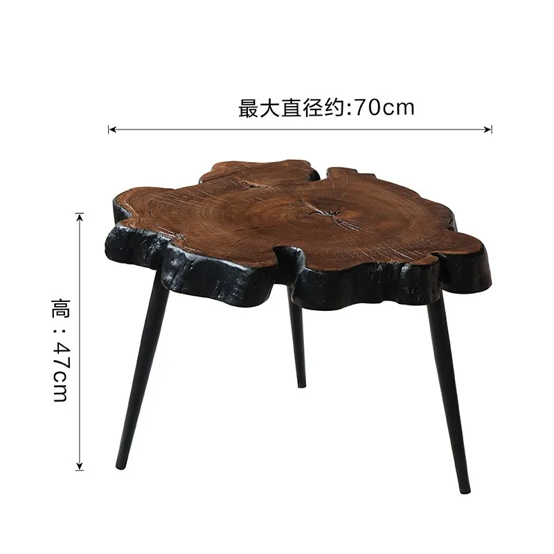 Solid wood coffee table wabi-sabi wind special-shaped retro side table, log root carving low table creative homestay decoration