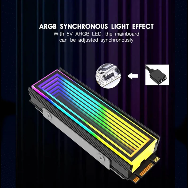 AC56-M.2 ARGB Radiator Komputer 2280 SSD M2 Radiator PC RGB M.2 Nvme Pendingin Heatsink Efek Endless Abyss