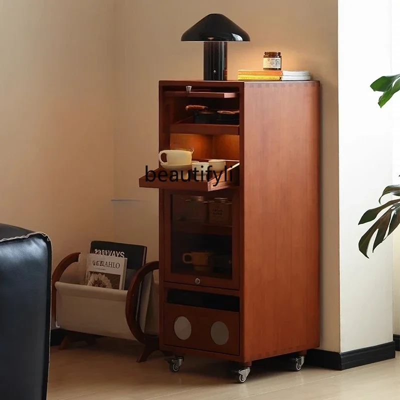 

Боковой шкаф для хранения из массива дерева, античный стиль, витрина, передвижной шкаф для хранения в гостиной