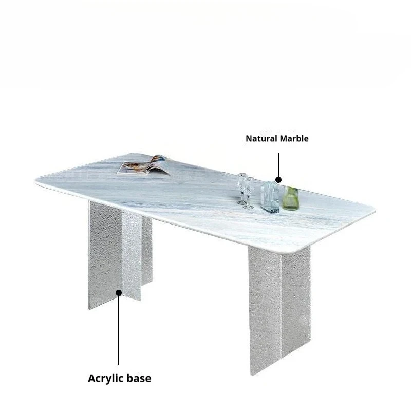 Italian Minimalist Acrylic Base Design Crystal Stone Dining Table Scratch Resistant Dining Room Furniture