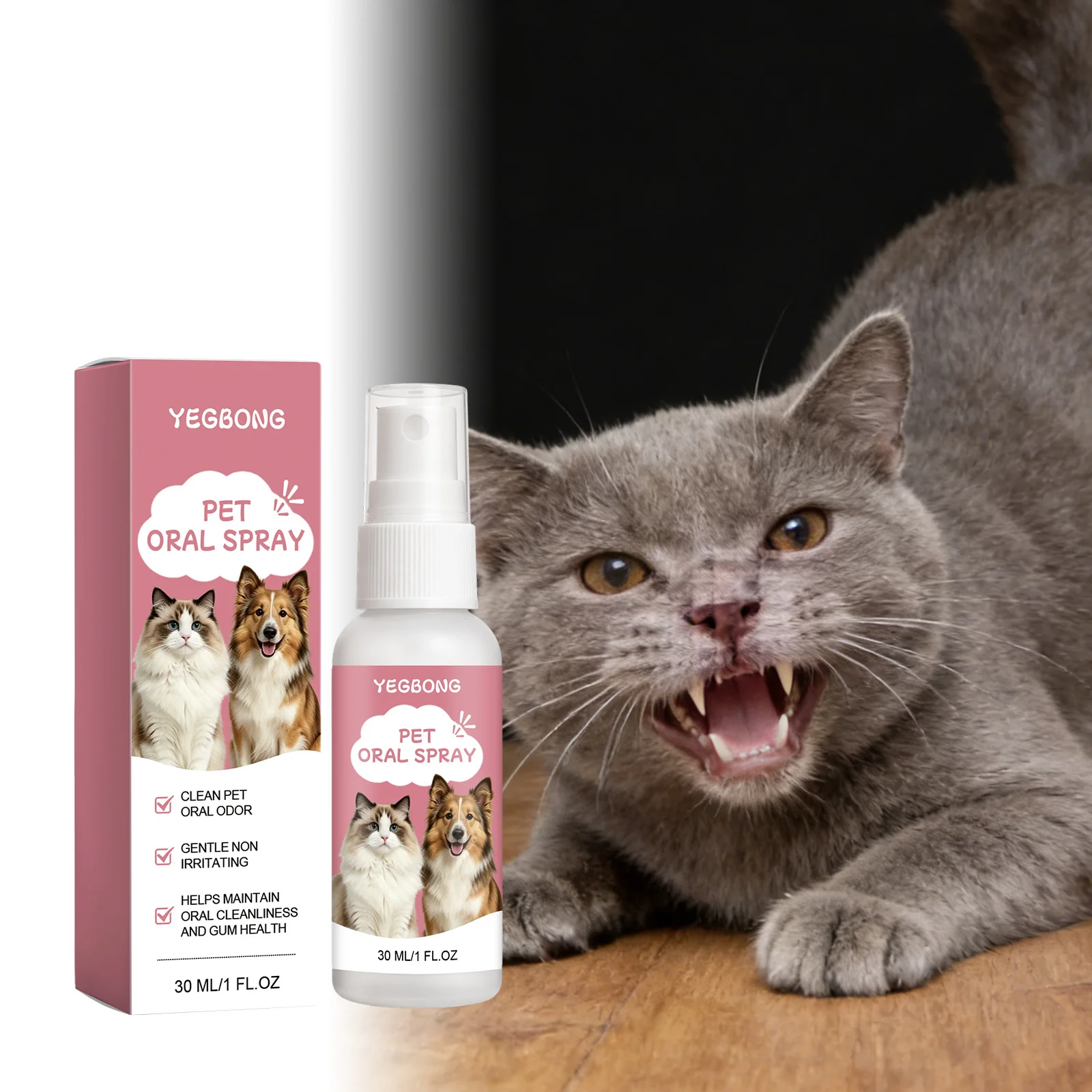 Pets Oral Hygiene Cleaning Spray Eliminate Tartar Plaque Bacteria Refresh Breath Long Lasting Freshens Teeth Gums Dog Cat Safe