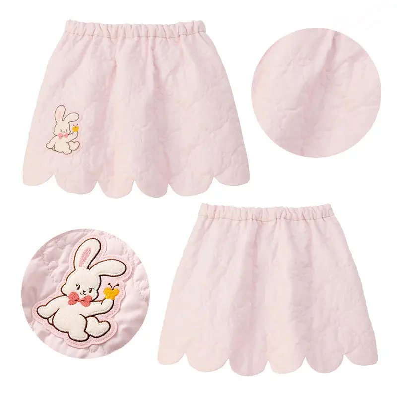 

Милая юбка средней длины для девочек, осенне-зимняя новая хлопковая короткая юбка с мультяшным кроликом и цветочной вышивкой в японском стиле