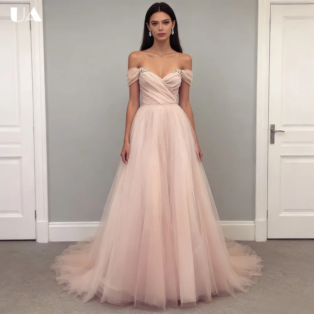 

Вечернее платье ULBYANRY с индивидуальным дизайном, сетчатое, А-силуэта, с пайетками, макси, для выпускного вечера, романтичное, с открытыми плечами, элегантное плиссированное платье для вечеринки