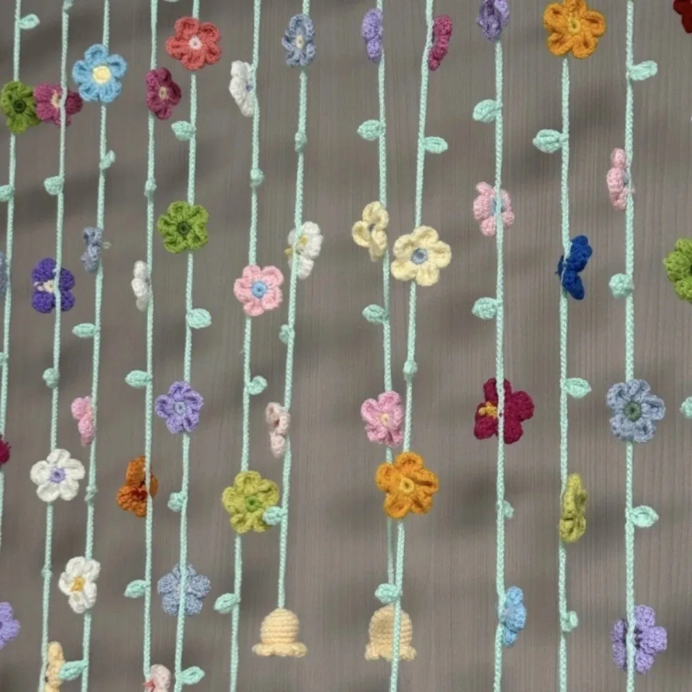 9pcs DIY Floral Door Curtain Colorful Flowers Hanging Artificial Flower Curtain Room Decorative Curtain Bedroom Decoration