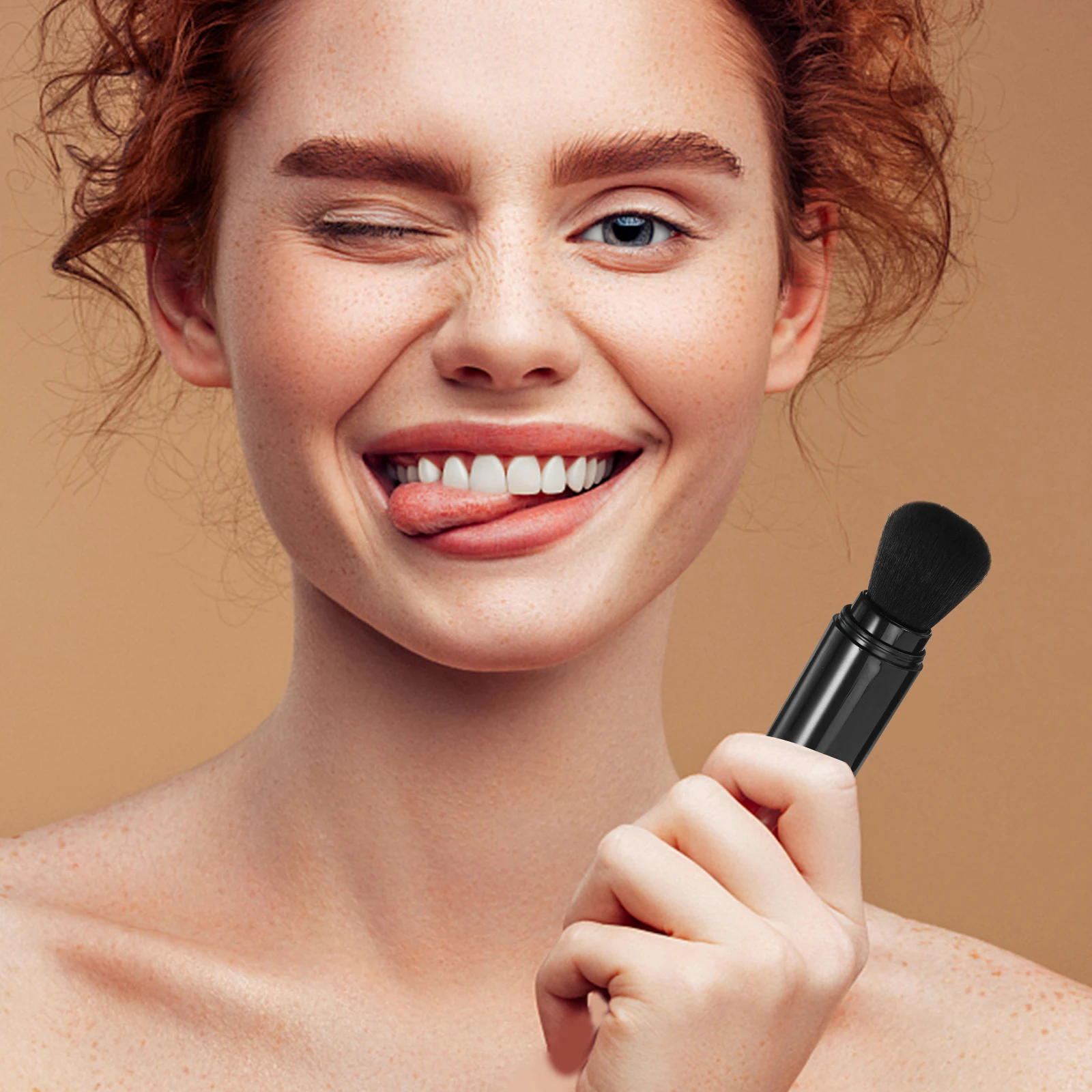 

Automatic Powder Spray Makeup Brush F45 Black Fiber Hair for Women Portable Blush Loose Powder Brush Cheeks Makeup