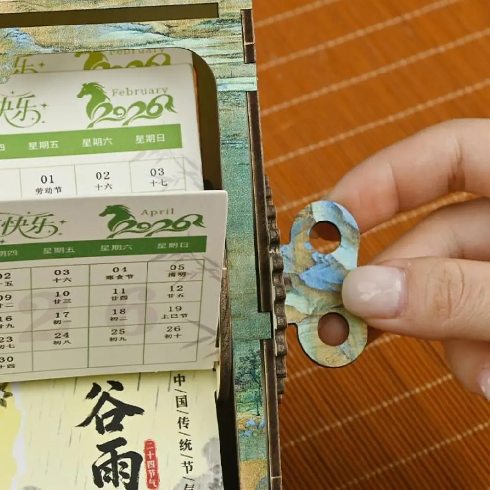 

Настольный календарь-органайзер 2026 с ручным приводом, вращающийся, с изображением Лошади, механический, для офиса и дома, подарок