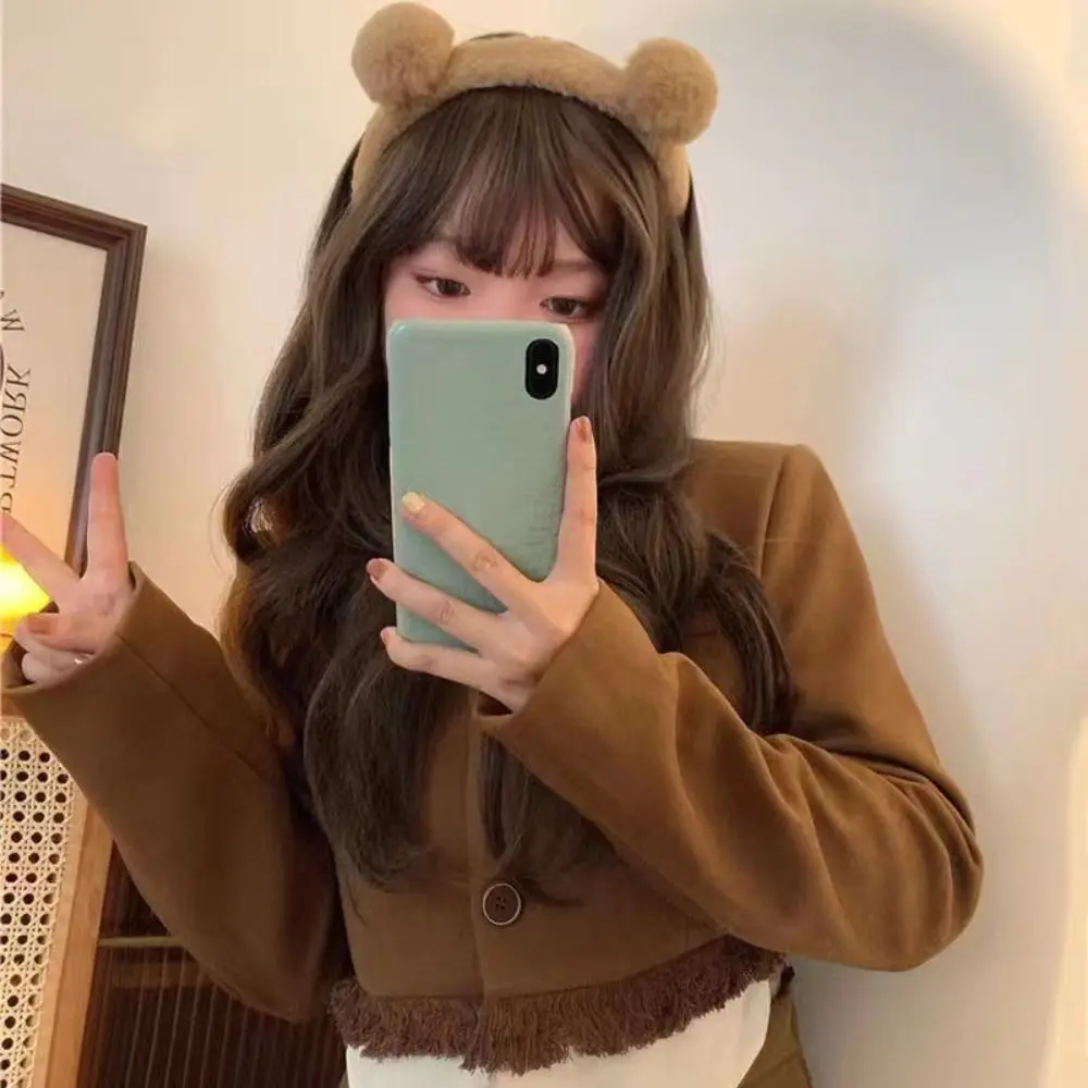 Cute Cartoon Plush Bear Ear Hair Bands Women Hair Hoop Non-slip Headdress Headband 2 Colors High Quality Hair Accessories