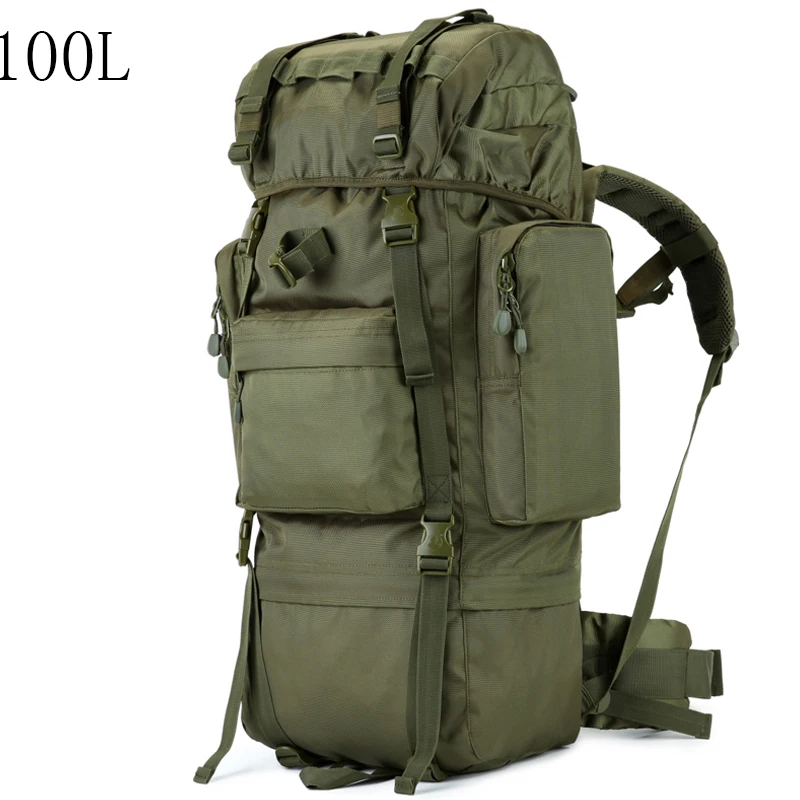 Mochila de gran capacidad de 100L para hombre, mochilas gruesas 1000D de buena calidad, bolsa de viaje para hombre con marco de cubierta para lluvia