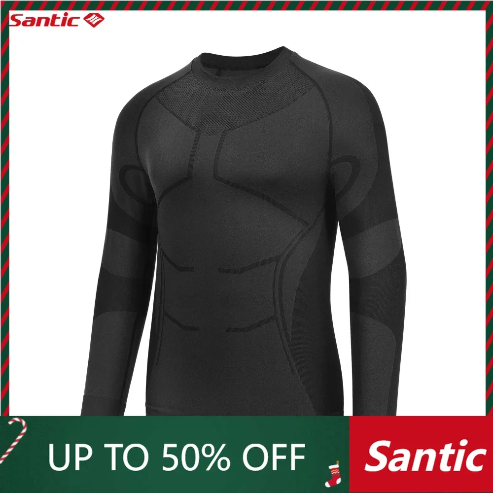 Santic Men\'s Winter Cycling Long Sleeve Thermal Keep Warm Cycling Long Sleeve Tight Sports Underwear 2C01144G