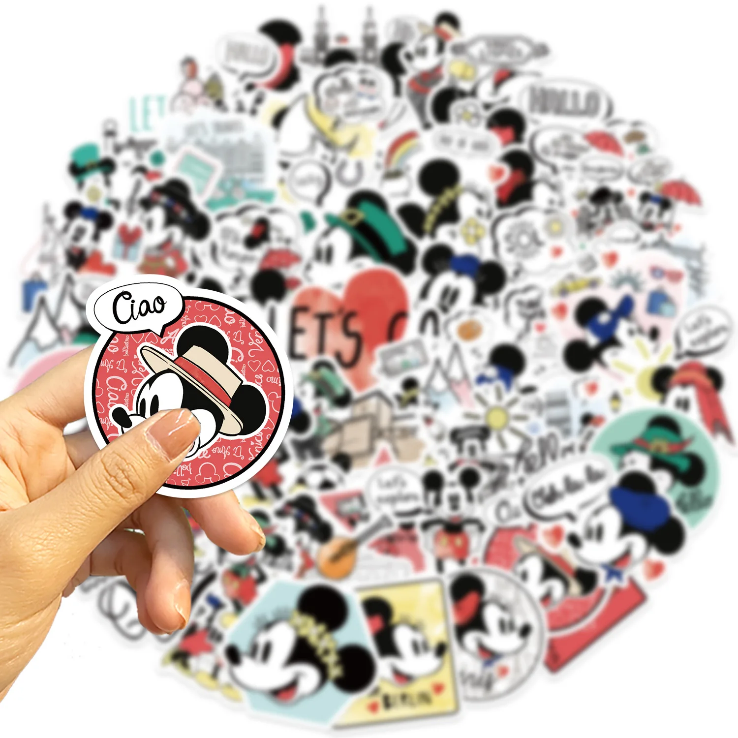 

10/30/50PCS Mickey Match Stickres Cute Disney Graffiti Sticker Waterproof Cartoon Decals DIY Scrapbook Luggage Guitar Bike Toy