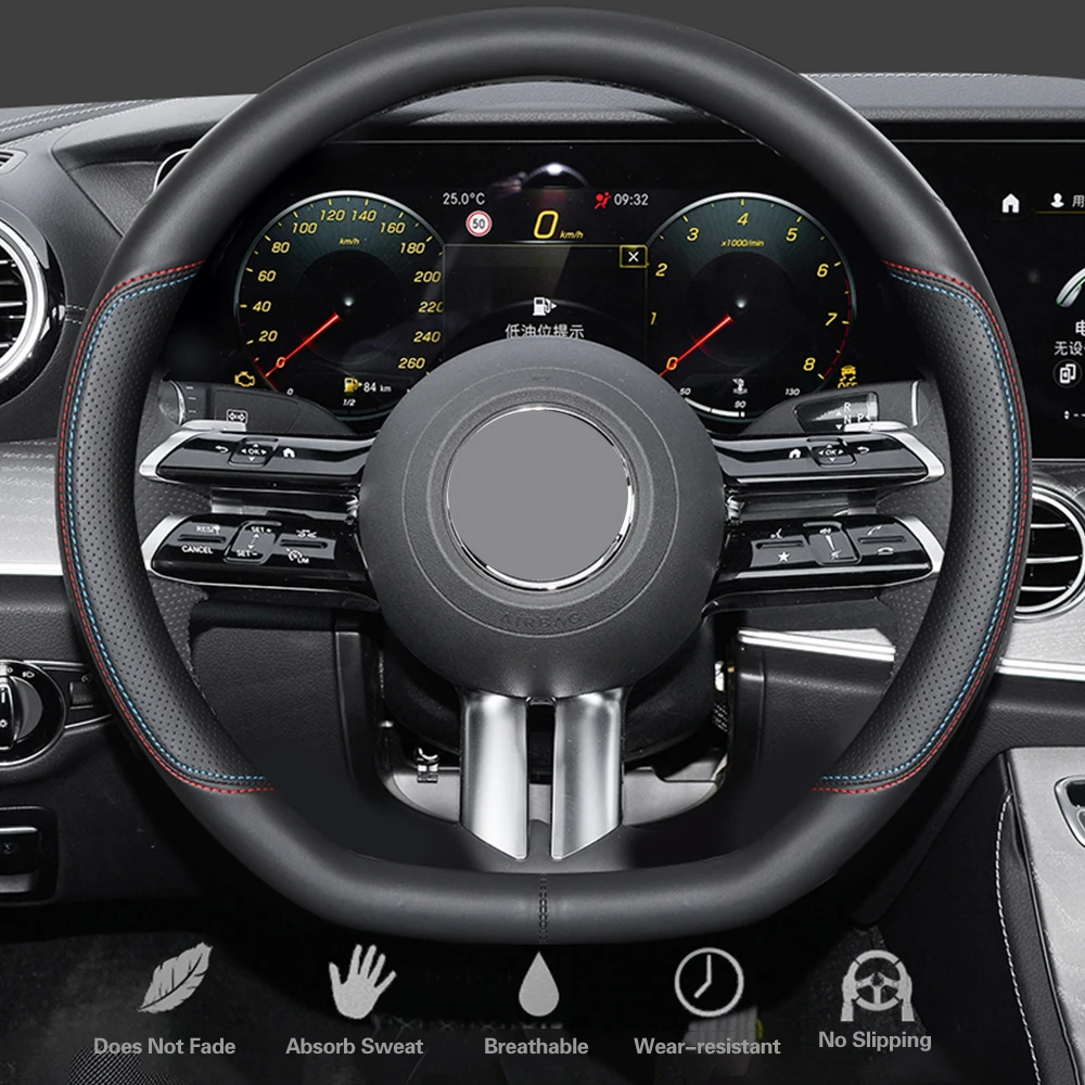 15 Inch Universal Nappa Leather Car Steering Wheel Cover for Renault Captur Clio Fluence Megane Zoe Non-Slip Breathable