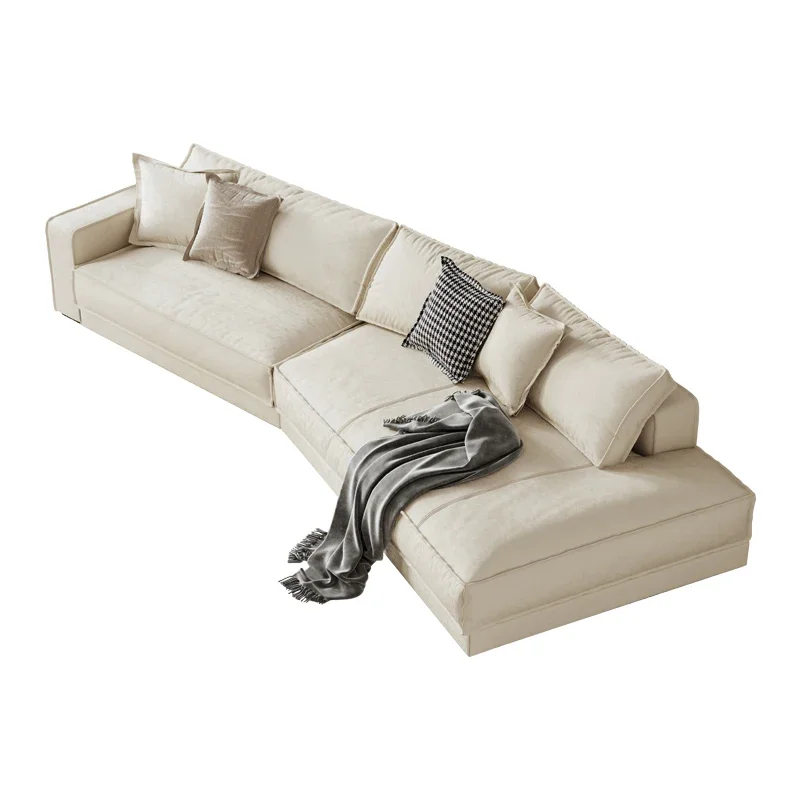 XK French Entry Lux Shaped down Sofa First Layer Cowhide Living Room Silicone Leather Sofa