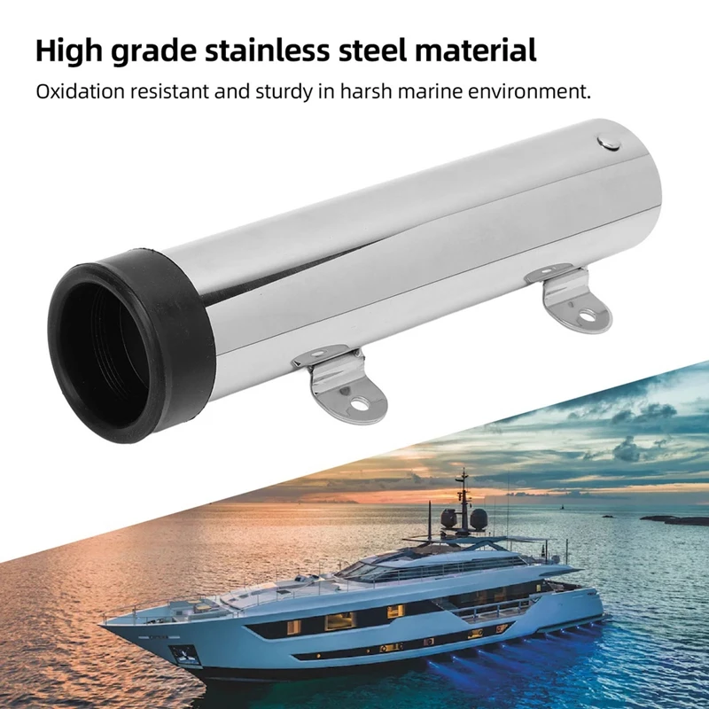 Stainless Steel Wall Rod Holder Marine Boat Side Wall Mounted Fishing Rod Rack for Ships Yachts Kayak Fishing Rod Holder view 6