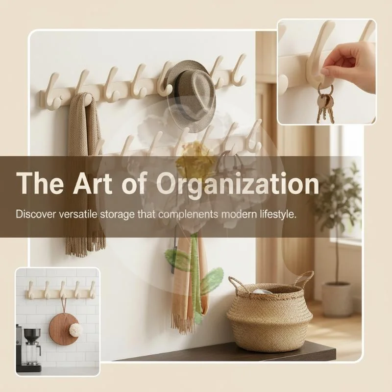 Over The Door Hook Rack Cream White 6 Hooks No Drill For Bathroom Entryway Bedroom Storage