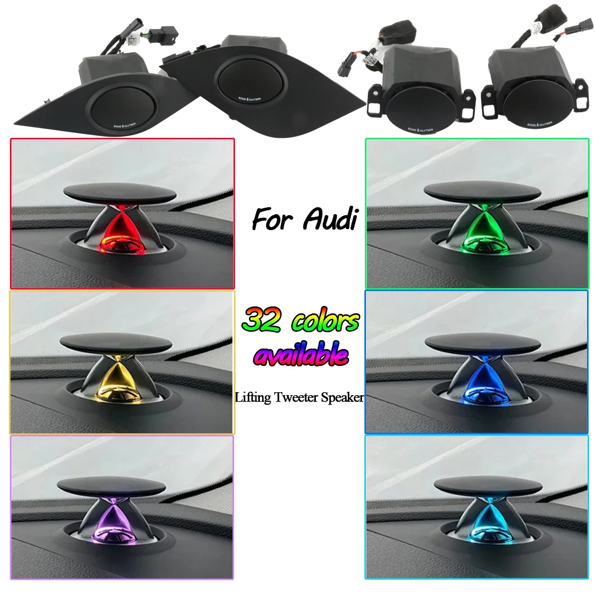 

LED Lifting Tweeter Speaker For Audi A4 A5 A6 A7 Q5 Q7 Q8 C7 C8 B9 32 Colour Car Instrument Electric Treble Horn Decoration Part