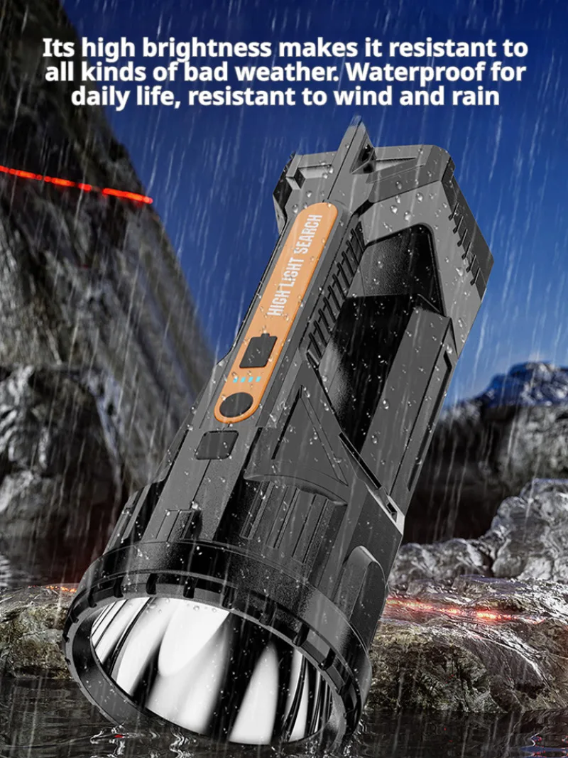 Super Bright Flashlight LED Work Light Handheld Flashlight USB Rechargeable Searchlight Spotlight Waterproof Camping Light