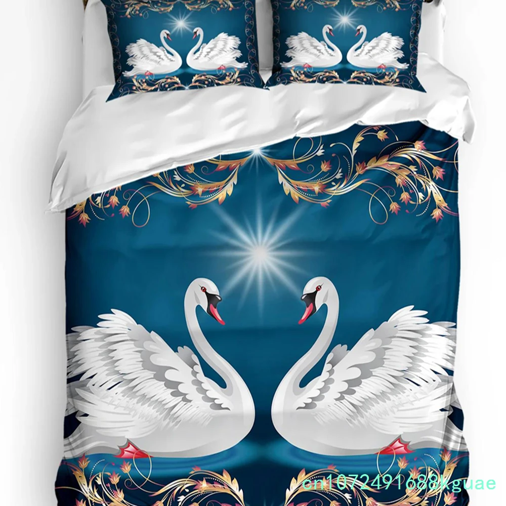 Animal Swan Duvet Cover Bed Bedding Set For Double Home Textile Quilt Cover Pillowcases Bedroom Bedding Set (No Sheet)