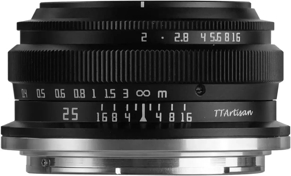 TTArtisan 25mm F2.0 APS-C Manual Focus Lens for Canon EOS-M/  E/ Fuji X/ M43/ Nikon Z/ Canon RF/ L Mount Mirrorless Cameras