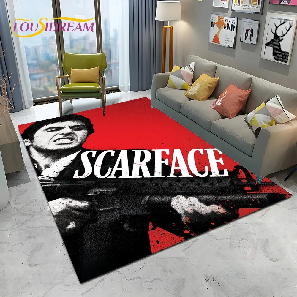 Scarface 3D Classic  Movie Tony Carpet Rug for Home Living Room Bedroom Sofa Doormat Decor,kids Play Area Rug Non-slip Floor Mat