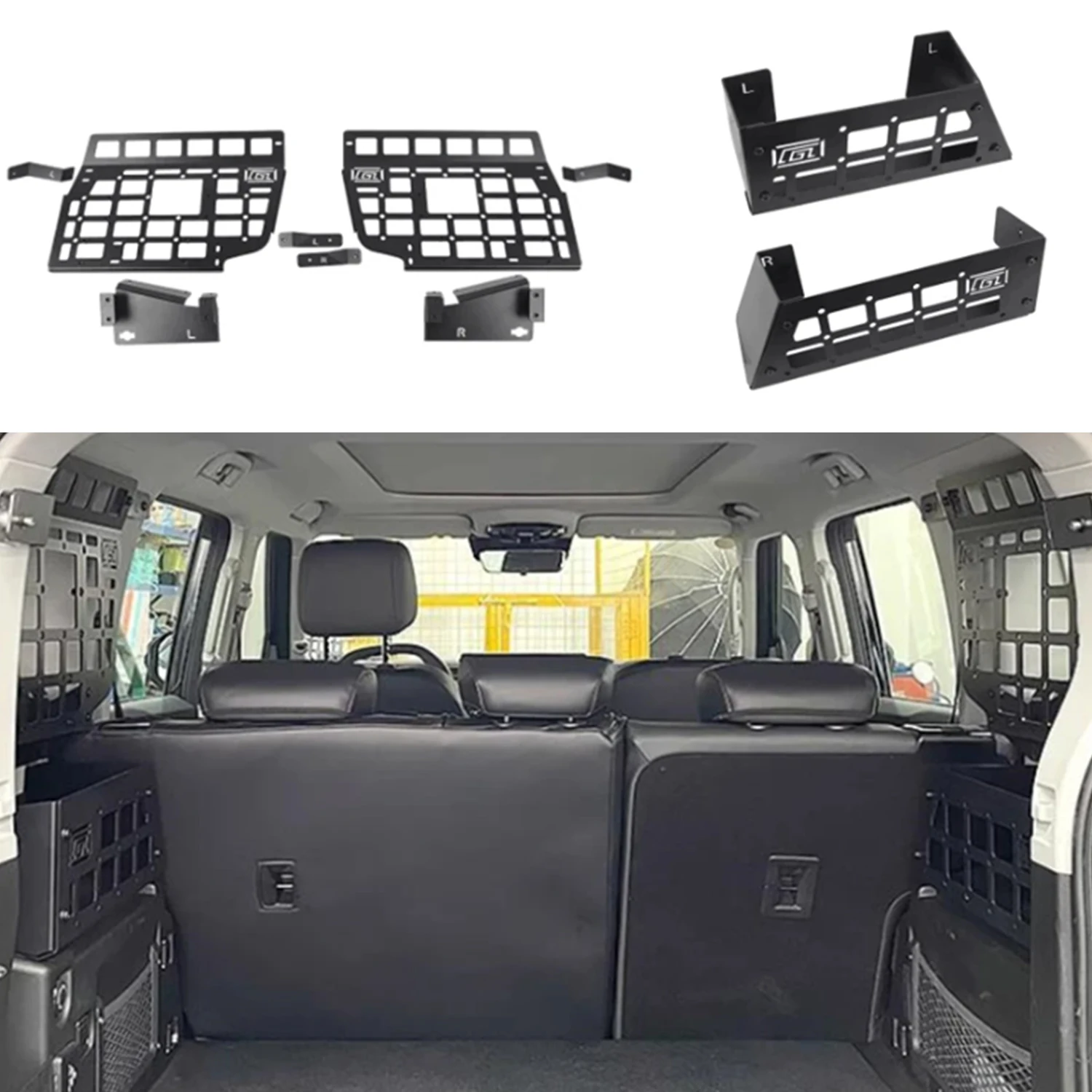 

For Jetour Traveller T2 2023 2024 Car Rear Trunk Side Window Molle Panel Interior Rear Cargo Luggage Storage Frame Carrier 1Set