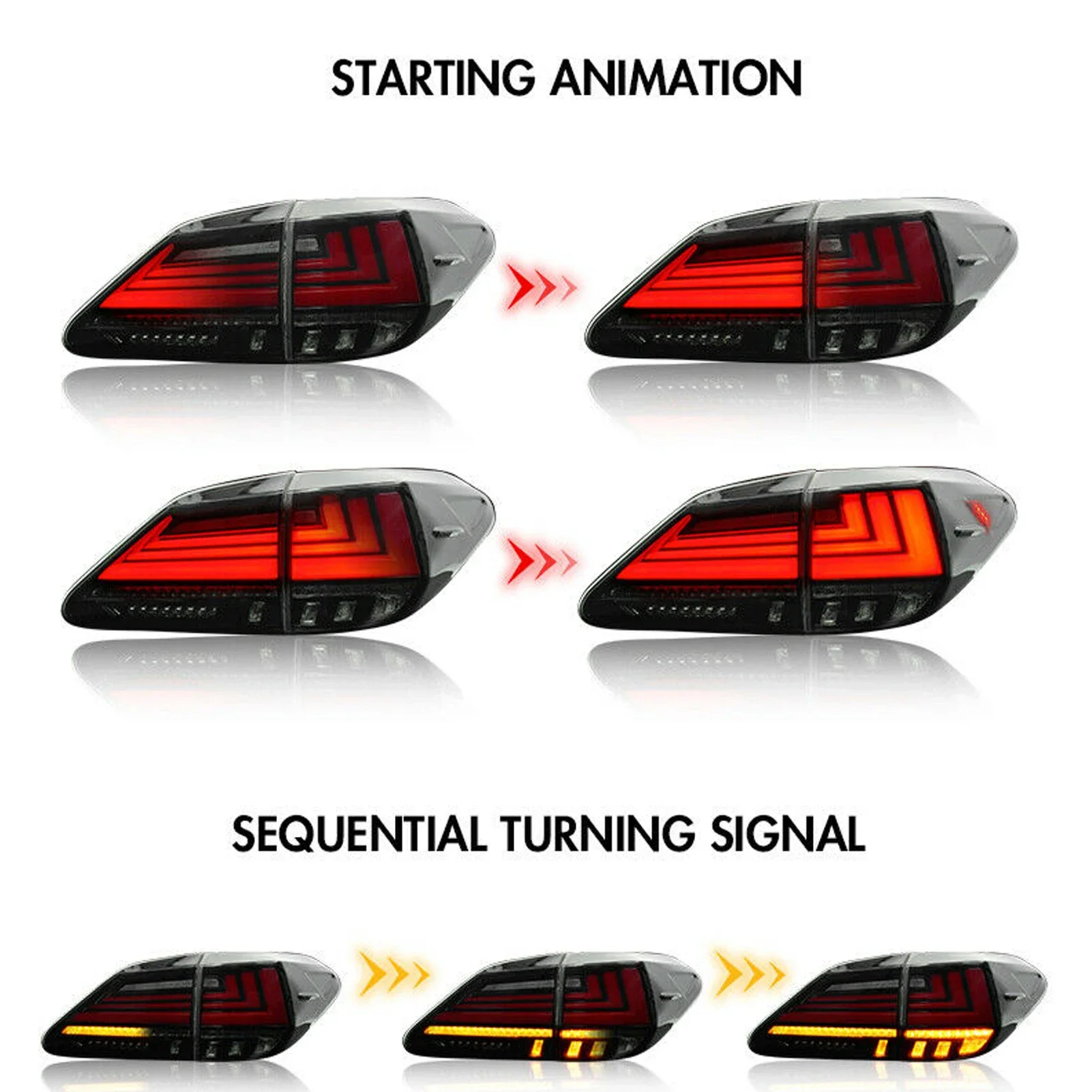 Esquerda e Direita Luz Traseira LED, conjunto da lâmpada, IP67 impermeável, substituição de modificação multifuncional, apto para Lexus RX 2009-2015, 1 par