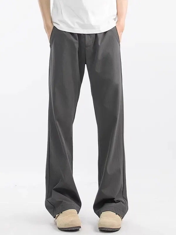 

Повседневные брюки из ледяного шелка, мужские летние тонкие свободные прямые леггинсы в американском стиле ретро, длинные брюки для похудения, дышащие