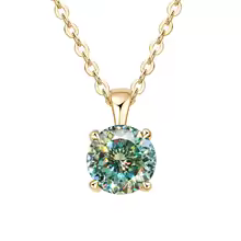 Classic Yellow Gold Cubic Zirconia Pendant 18K Silver Plated - Gold 100Cut Green
