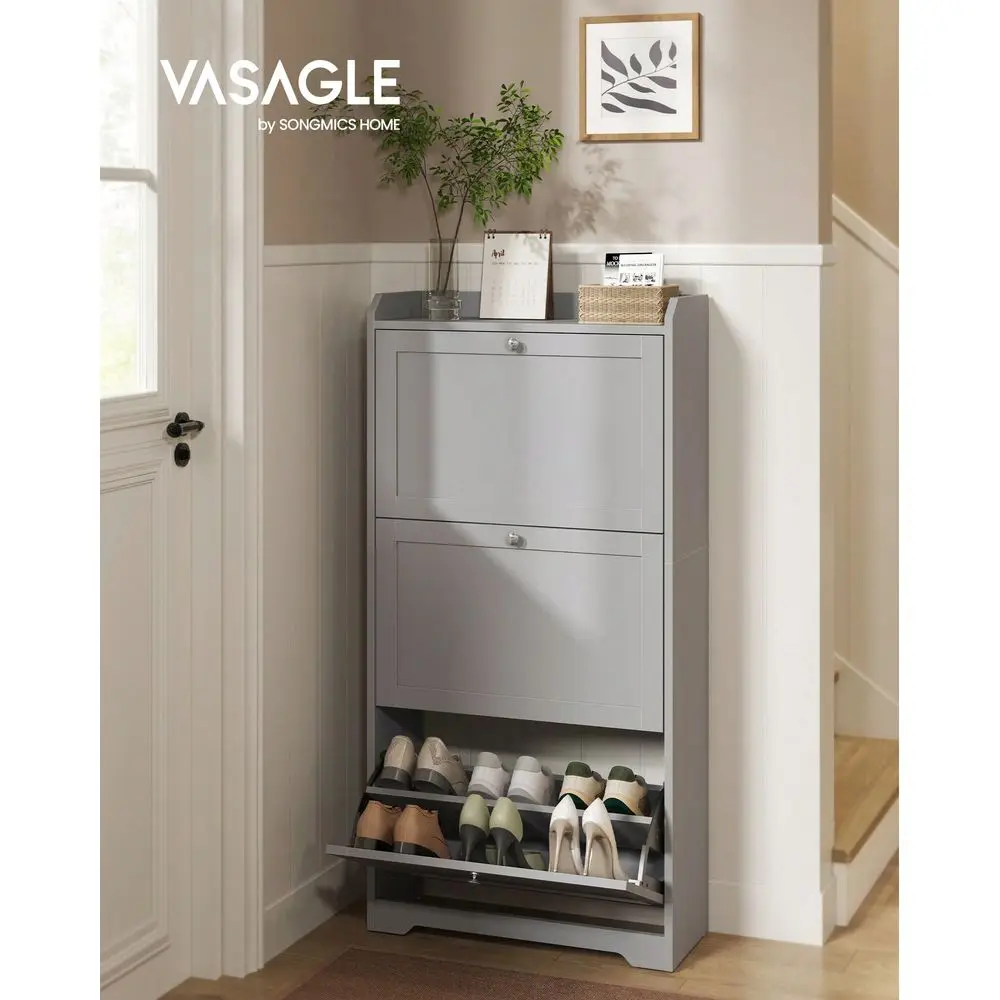 Shoe Cabinet With 3 Flip Drawers, Shoe Storage Cabinet, Adjustable And Removable Dividers, Holds Up To 18 Pairs Of Shoes, Entry
