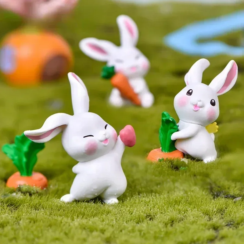 

Easter White Rabbit Christmas Figurine Diy Micro Landscape Home Decor Miniature Fairy Garden Decoration Accessories Modern New