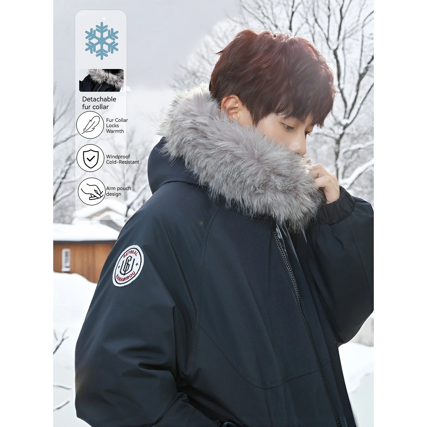 

Мужская утепленная парка 2026 с отстегивающимся меховым капюшоном, короткая стеганая куртка-бокс, водоотталкивающая, для работы, зимнее пальто с термоизоляцией