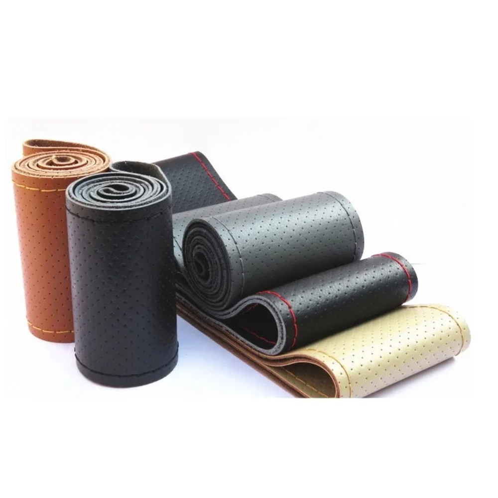 Auto Leder Lenkrad abdeckung Geflecht Anti-Rutsch-LKW Lenkrad abdeckung genäht DIY 42cm 45cm 47cm 50cm für LKW-Van – Detail 3