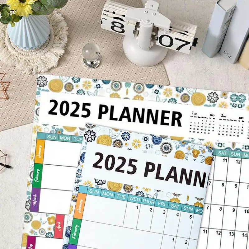 Wandkalender 2025 Jaarlijkse Planner 12 Maanden Wandkalender Jaarlijks Muurplanner met Sticker voor Home School Company