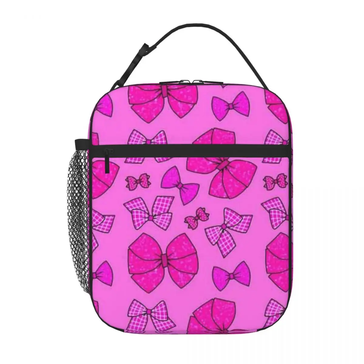 Bestselling Hot Pink Bows Nylon Texture Lightweight Lunch Bag Weekend Getaway Lunch Carrier