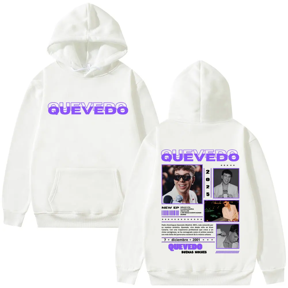 Rapper QUEVEDO 2025 BUENAS NOCHES Tour Hoodie Men Women Clothing Fashion Hip Hop Oversized Sweatshirt Casual Retro Streetwear