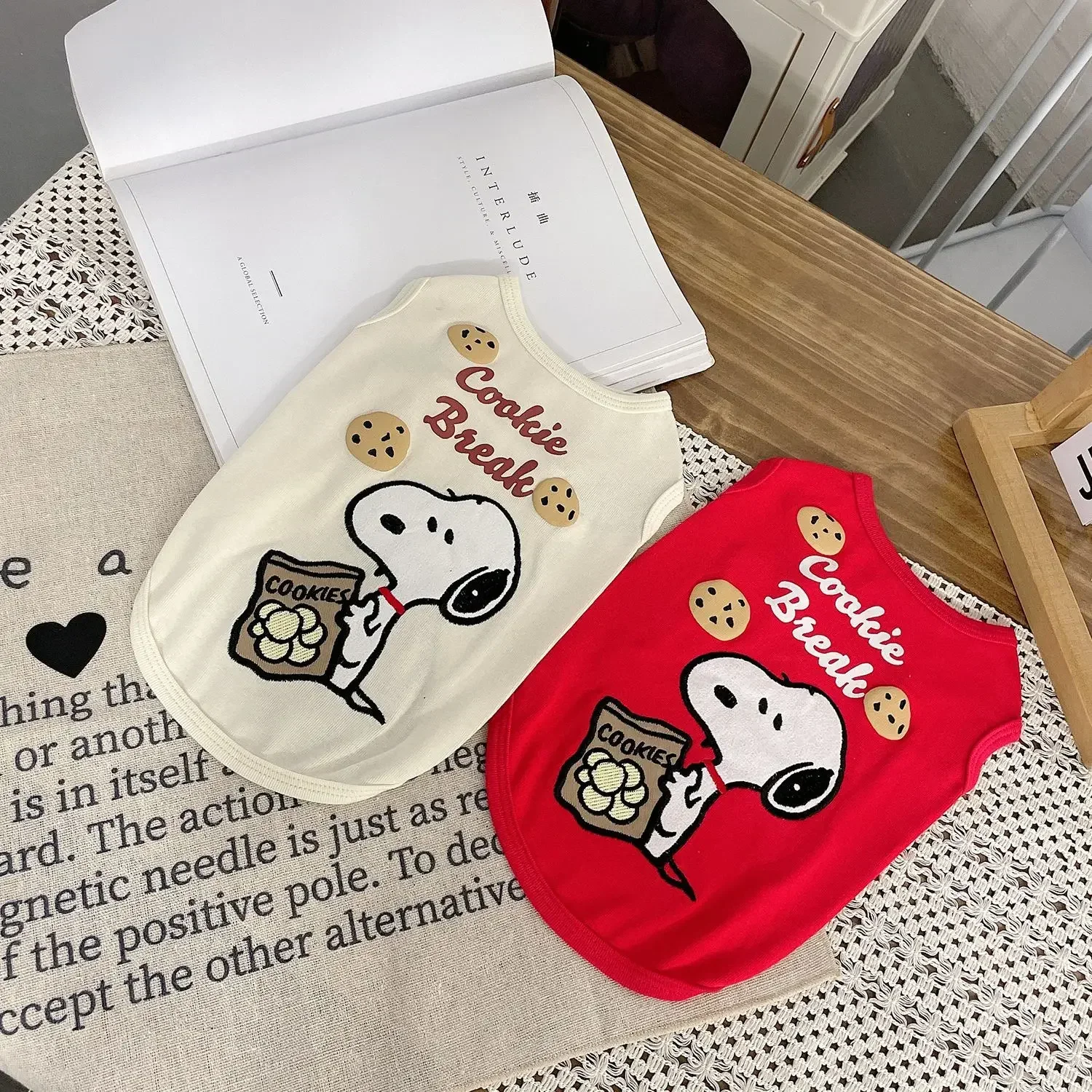 Snoopy huisdierkleding vest zomer honden T-shirt korte mouw hondenkleding huisdier vest koekje puppy