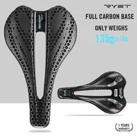RYET-sillín de bicicleta con estampado 3D de carbono para hombre y mujer, asiento ultraligero de 135g, 7x7, para triatlón, carretera, MTB, montaña, grava, piezas de ciclismo