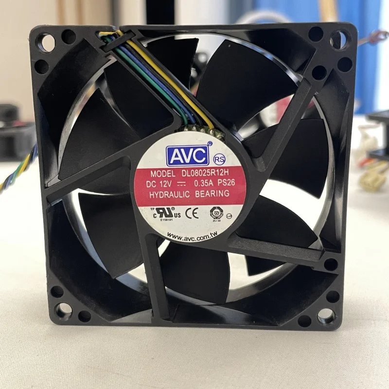 PWM 케이스 선풍기 냉각 선풍기, DL08025R12H, 12V, 0.50A, 4 핀, 80x80x25mm