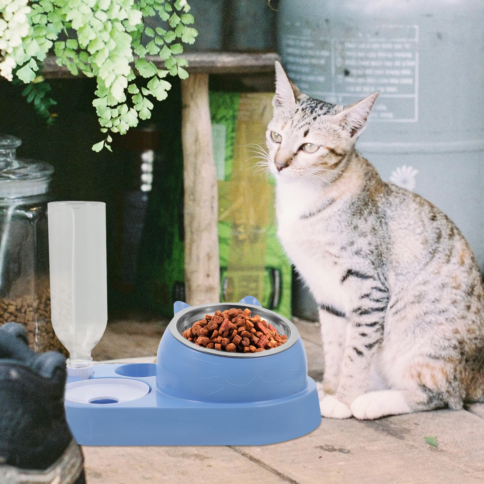 

Automatic Cat Dog Bowls Feeder Green Steel Durable Material Pets Drinking Water Dispenser Large Size Smooth Bright Eating